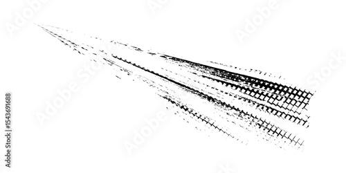 Tire tread marks, wheel textures, tire marks - car racing, motocross, drift, rally, off-road and others. Vector black isolated texture in grunge style