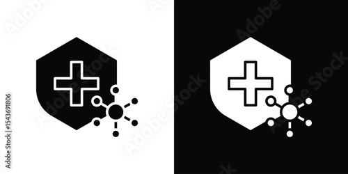 Shield virus icon collection. line stroke icon. EPS 10
