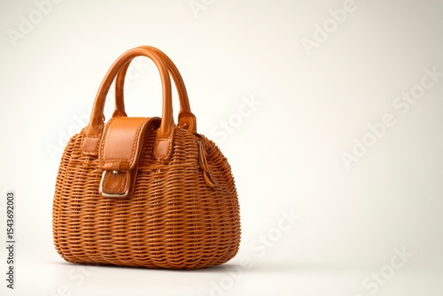 Brown Wicker Purse with Leather Straps