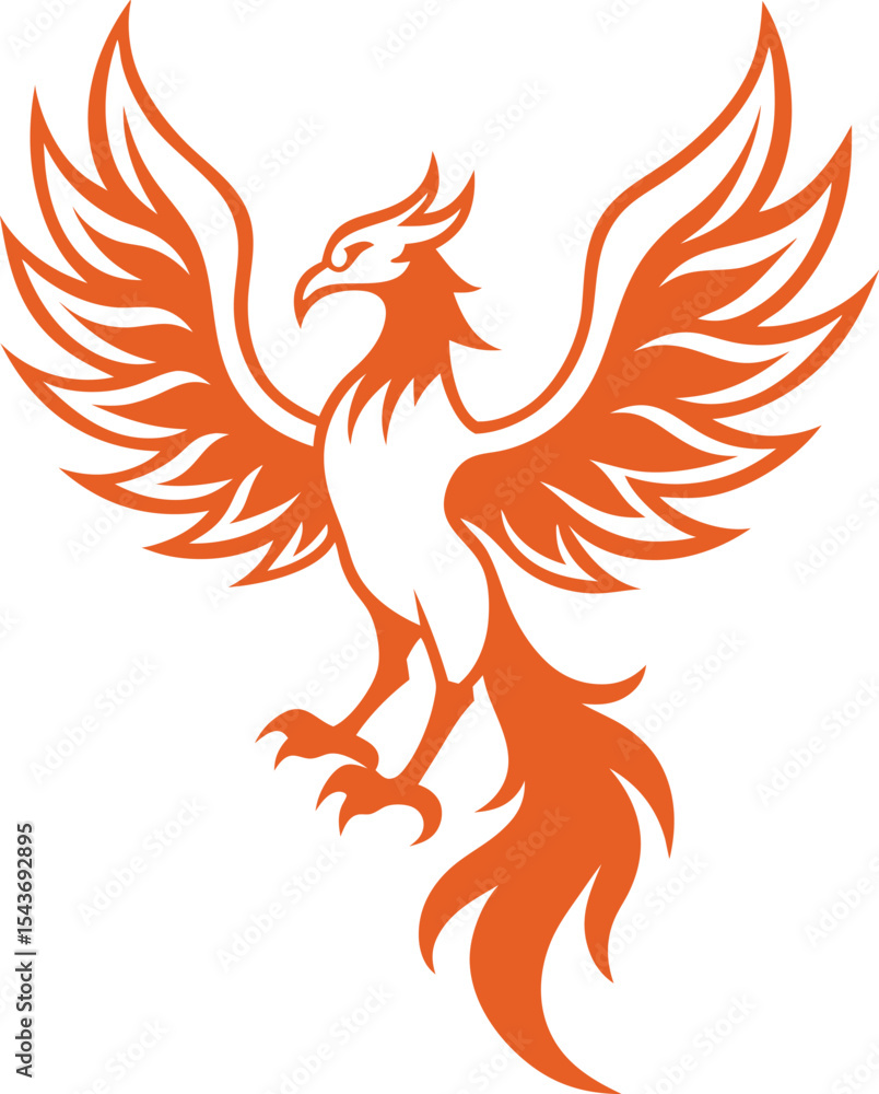 Obraz premium vector illustration of a fiery bird
