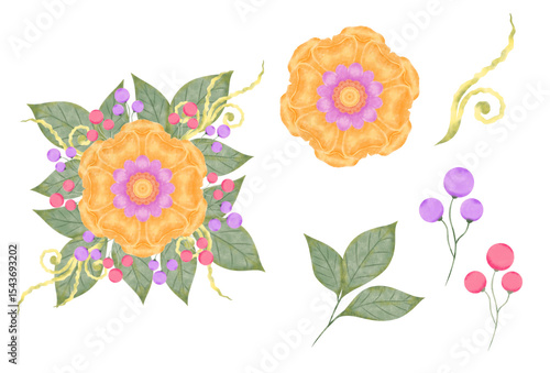 set of flowers
