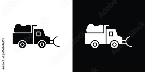 Snowplow icon collection. line stroke icon. EPS 10