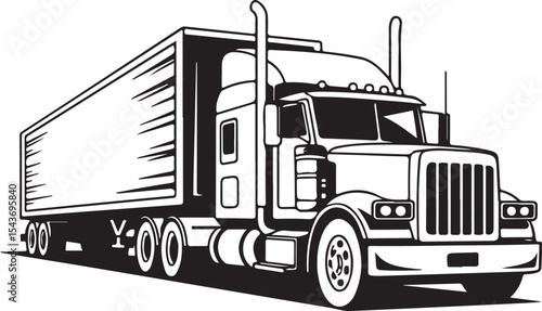 Big Rig Semi Truck Silhouette Vector Illustration Hauling Cargo