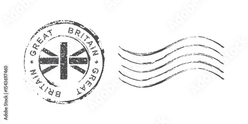 Postage stamp United Kingdom. Rubber postal stamp UK. Vintage vector illustration in grunge style.