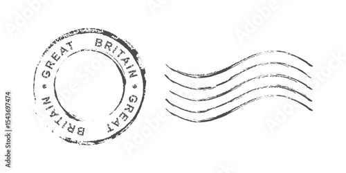 Postage stamp United Kingdom. Rubber postal stamp UK. Vintage vector illustration in grunge style.