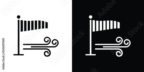 Strong breeze flag up icon collection. line stroke icon. EPS 10