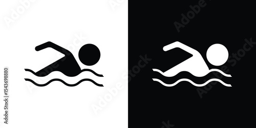 Swimmer icon collection. line stroke icon. EPS 10