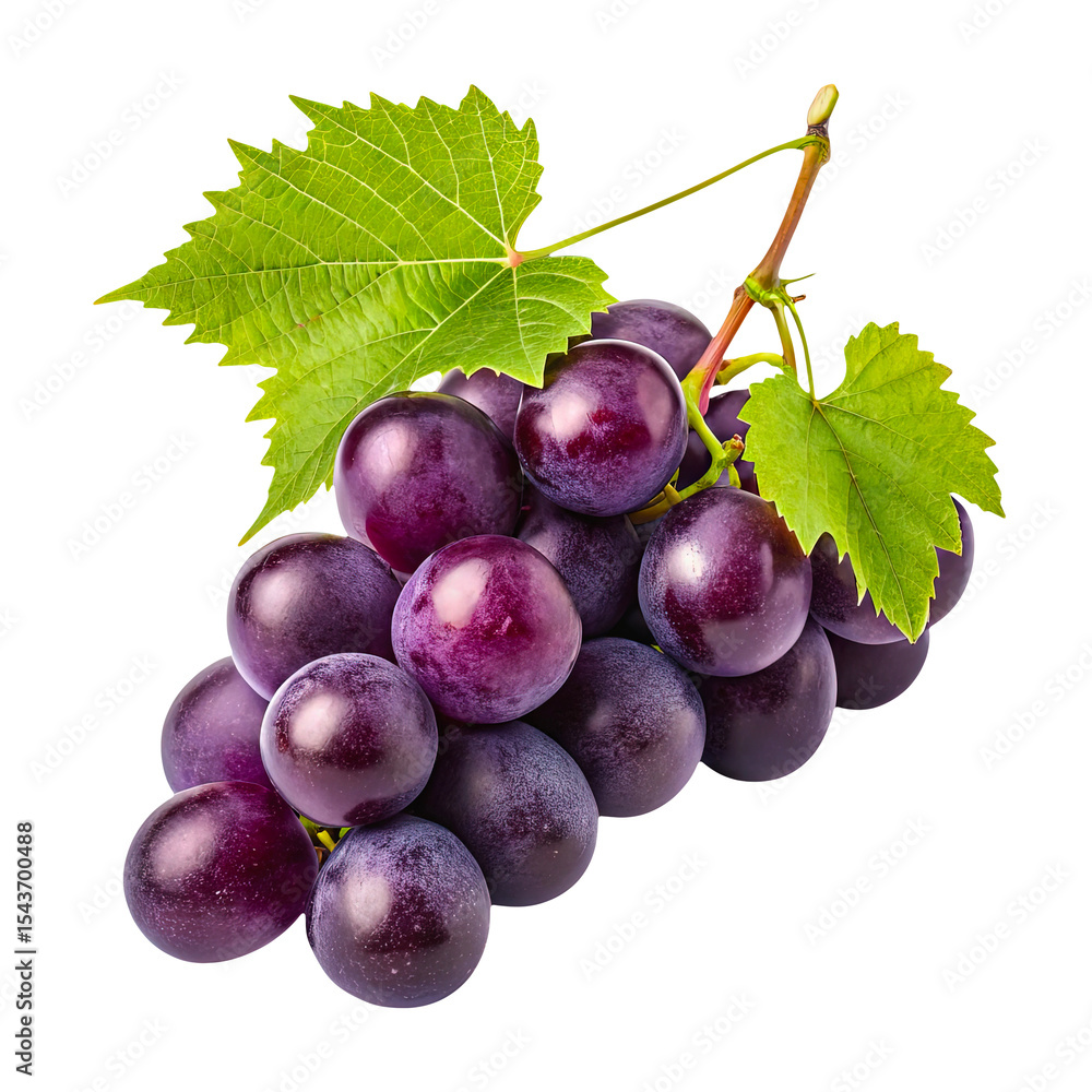 Fototapeta premium Bunch of Red Grapes Isolated on White Background Fresh and Juicy Fruit