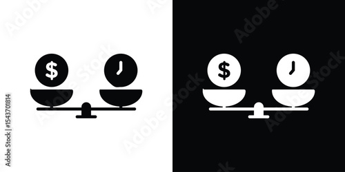 Time and money scale icon collection. line stroke icon. EPS 10