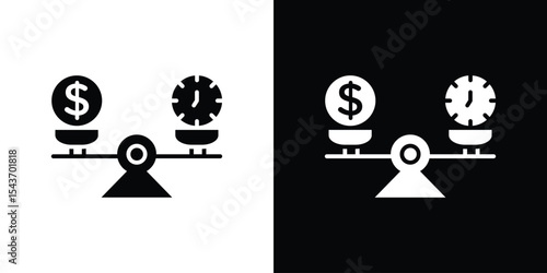 Time and money compare scale icon collection. line stroke icon. EPS 10