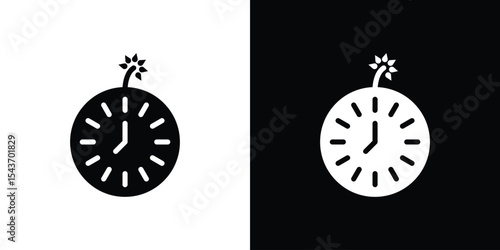 Time bomb with clock icon collection. line stroke icon. EPS 10