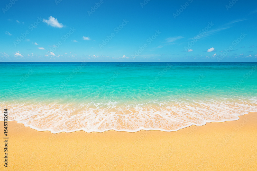 Fototapeta premium Turquoise Ocean Waves Crashing on Sandy Beach. 