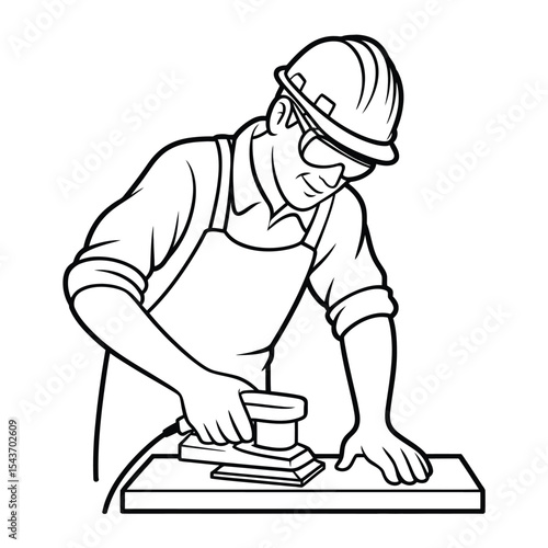 Construction worker using a sander on wood