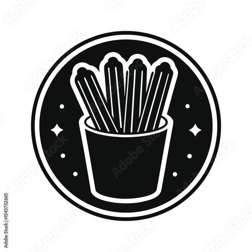 Churros in a cup black and white