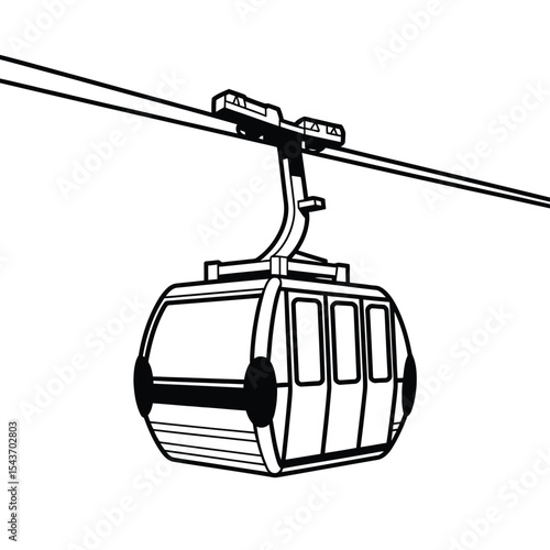 Cable car gondola transportation line art