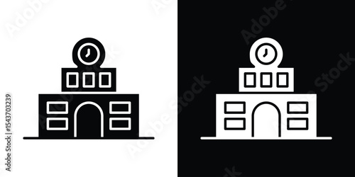 Train station building icon collection. line stroke icon. EPS 10