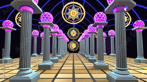 Quantum Multiverse Data Visual – Futuristic Neural Grid Vector Art.