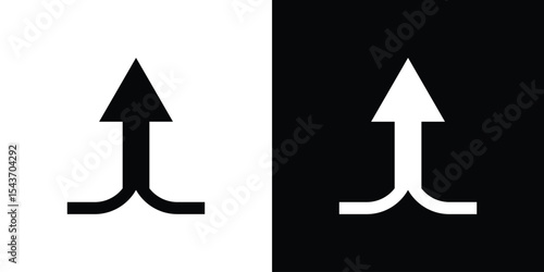 Two arrows merging into one icon collection. line stroke icon. EPS 10