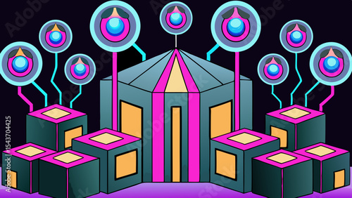 Quantum Multiverse Data Visual – Futuristic Neural Grid Vector Art.