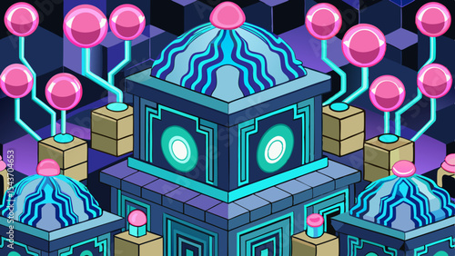 Quantum Multiverse Data Visual – Futuristic Neural Grid Vector Art.