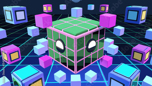 Quantum Multiverse Data Visual – Futuristic Neural Grid Vector Art.