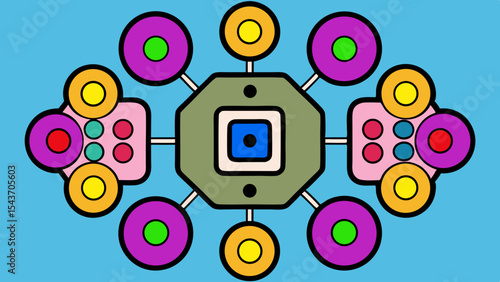 Quantum Multiverse Data Visual – Futuristic Neural Grid Vector Art.
