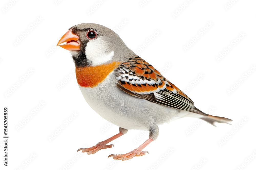 Zebra Finch Standing Side View On isolated on a transparent background Zebra Finch Standing Side View On isolated on a transparent background