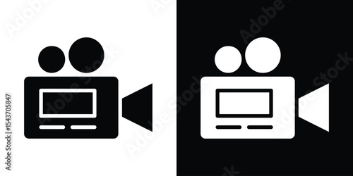 Video camera icon collection. line stroke icon. EPS 10