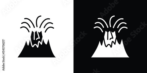 Volcano eruption icon collection. line stroke icon. EPS 10