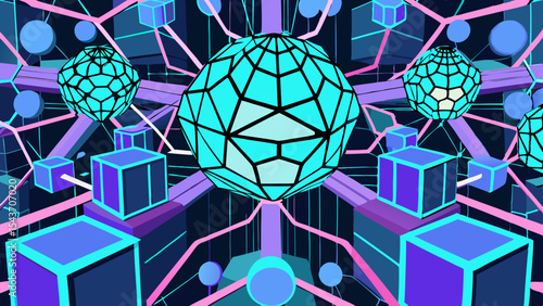 Quantum Multiverse Data Visual – Futuristic Neural Grid Vector Art.
