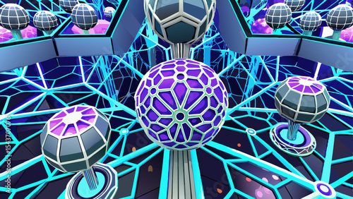 Quantum Multiverse Data Visual – Futuristic Neural Grid Vector Art.
