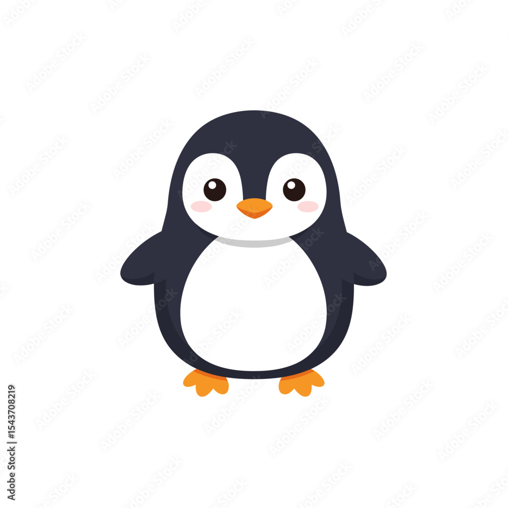 Fototapeta premium Cute Happy bird Penguin cartoon vector on white background