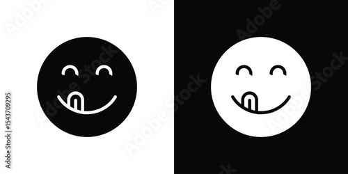 Yummy smile emoji icon collection. line stroke icon. EPS 10