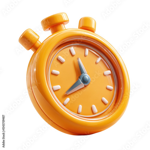 Orange cartoon stopwatch timer isolated on transparent background