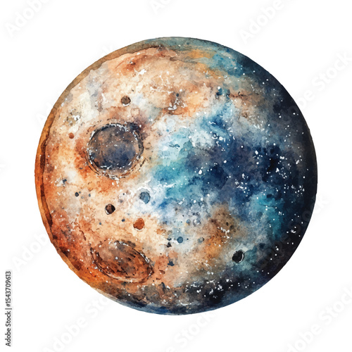 Watercolor planet illustration space celestial body on transparent background vector png