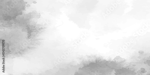 Dreamy White and Silver Gray Watercolor Background with Soft Mist and Floating Cloud Motion. Hand-Painted Cloudy Sky Scene with Light Gray Wash and Gentle Watercolor Texture in White Tone