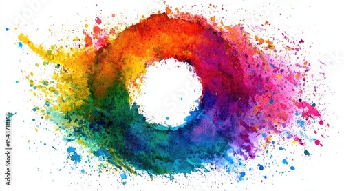 Wallpaper Mural Vibrant colorful circle surrounded by exploding paint splatter Torontodigital.ca