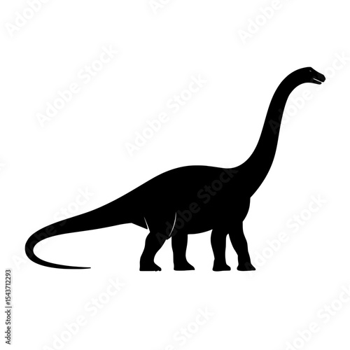 Majestic Barosaurus Silhouette in Minimalist Black and White
