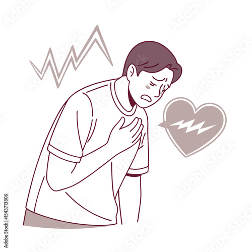 Man with Chest Pain: Illustrative Depiction of Heart Attack Symptoms and Health Concerns