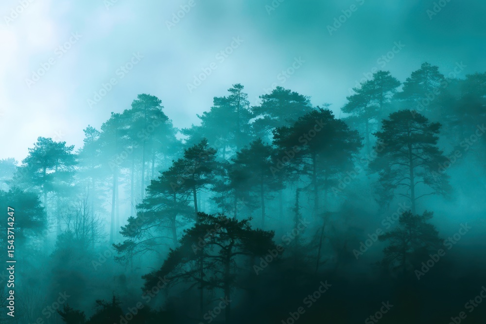 Naklejka premium fog in the forest