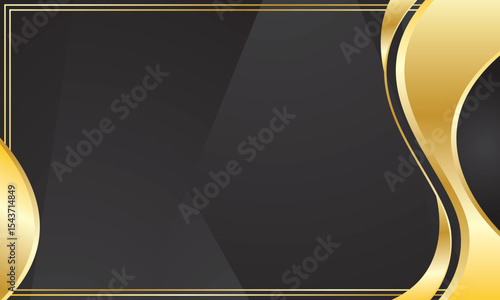 Certificate background with abstract black gold waves