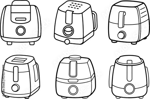 Set of Air purifier outline vector illustration, line art
