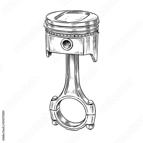piston vector line art hand drawn illustration