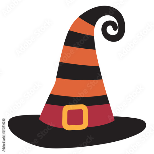 Halloween traditional witch hat vector illustration, Halloween icon on a white background
