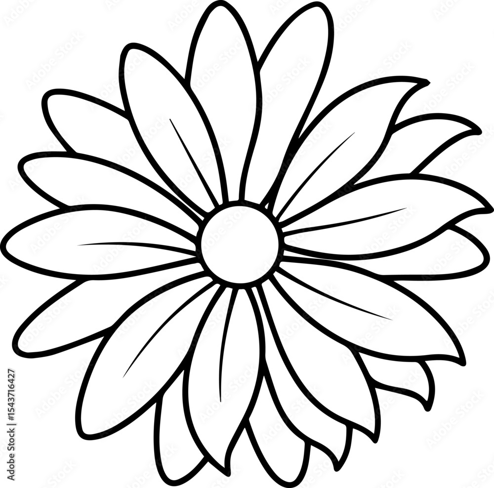 Fototapeta premium Black eyed susan flower black outline vector and illustration, coloring book page 