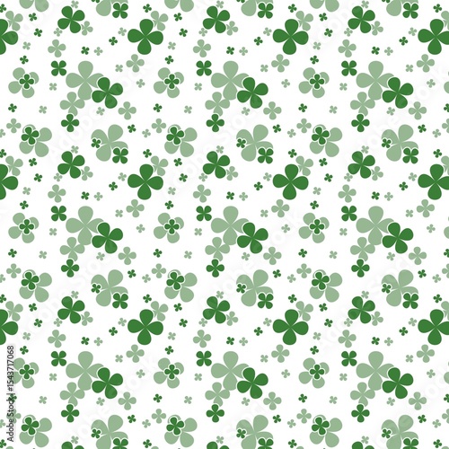 Seamless Clover Pattern Background, Lucky Shamrock Design for St. Patrick’s Day and Nature Themes