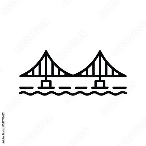 Suspension bridge icon line art graphic design