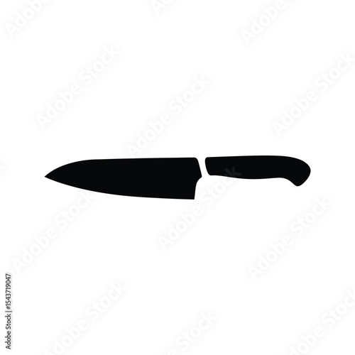 Black Chef Knife Icon Kitchen Utensil Cooking Tool Cutlery Sharp Blade Restaurant Supply Food Prep  Culinary  Silhouette Vector Graphic