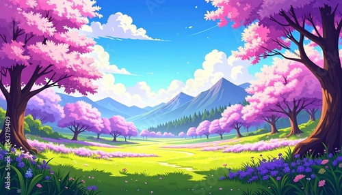 「春爛漫の桜風景イラスト集｜青空とピンクの絶景アート」

