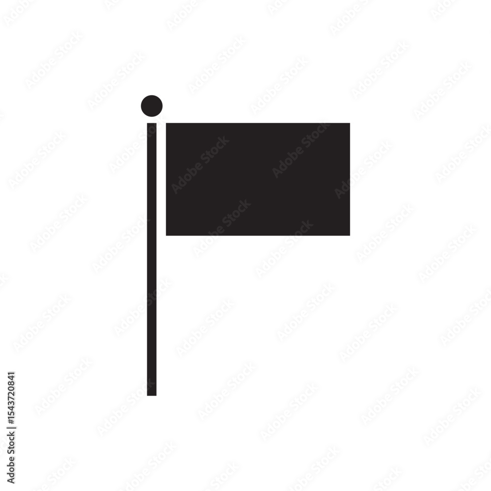 Obraz premium Simple black flag icon centered on a white background, perfect for graphic design projects or user interfaces.